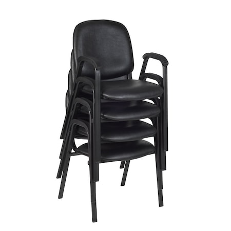 Ace Regency Ace Vinyl Guest Stacking Chair with Arms (4 pack)- Black 2125LBK4PK